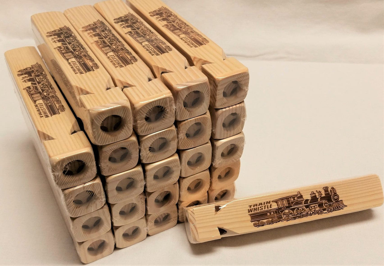 4-Tone Wooden Train Whistle Bulk Pack of 25