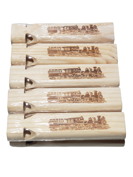 Mini Toot Wooden 2-Tone Train Whistle Pack of 10