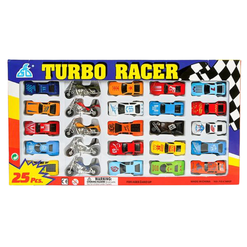 25 Piece Die-Cast Car and Motorcycle Set
