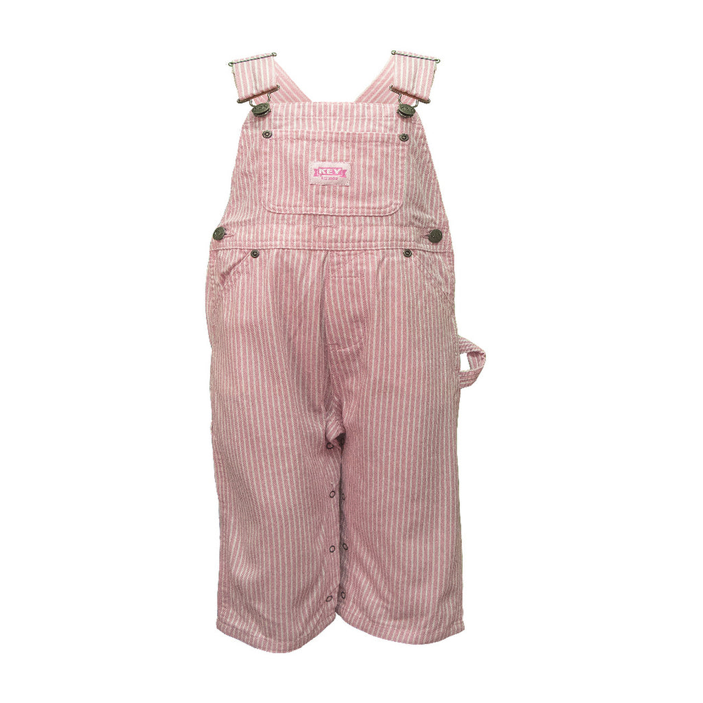 Key Pink Stripe Infant Bib Overall 24 months
