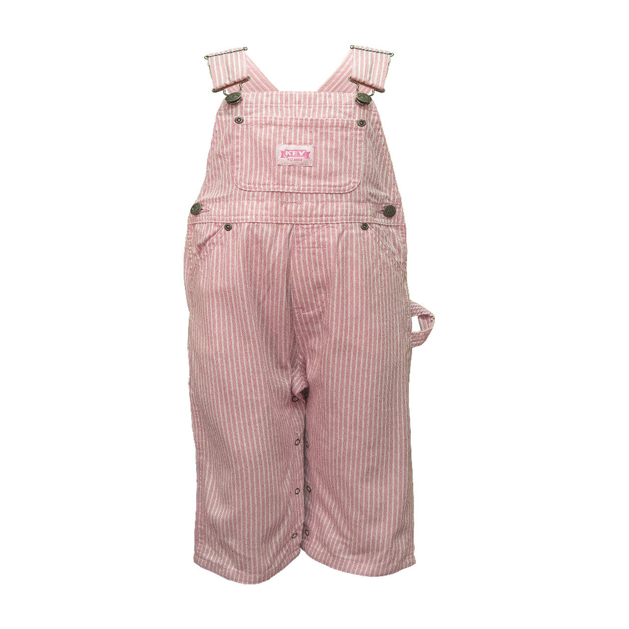 Key Pink Stripe Infant Bib Overall 18 months
