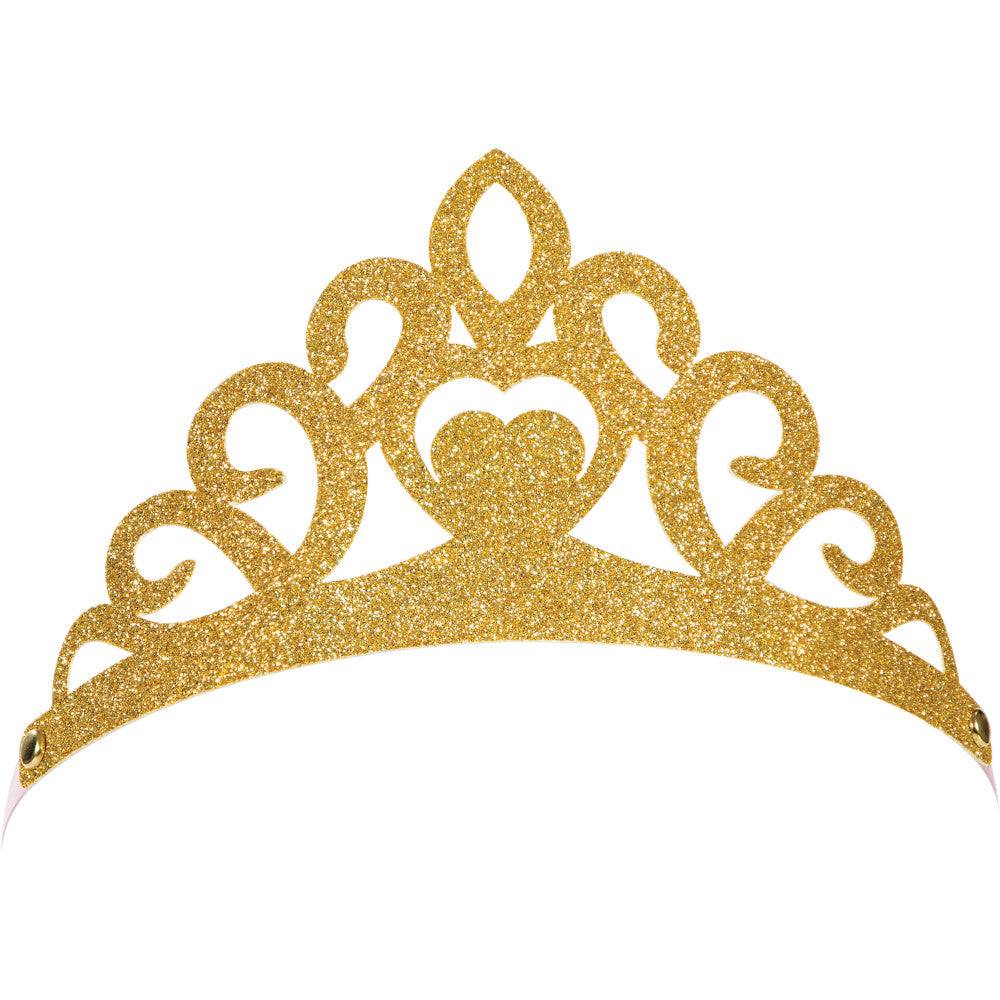  Princess Glitter Tiaras With Ribbon 8ct 