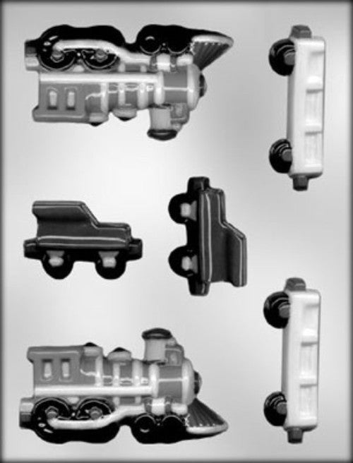 3D Train Engine & Rail Cars Chocolate Mold