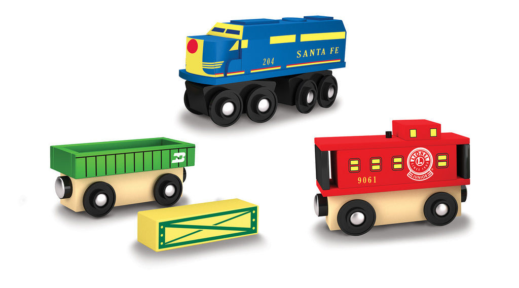 Lionel Santa Fe Engine and Cargo Wood Train Set
