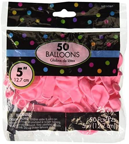  5" Pink Plain Latex Balloon 50ct