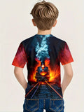 Flaming Train Graphic T-Shirt Size 5-6