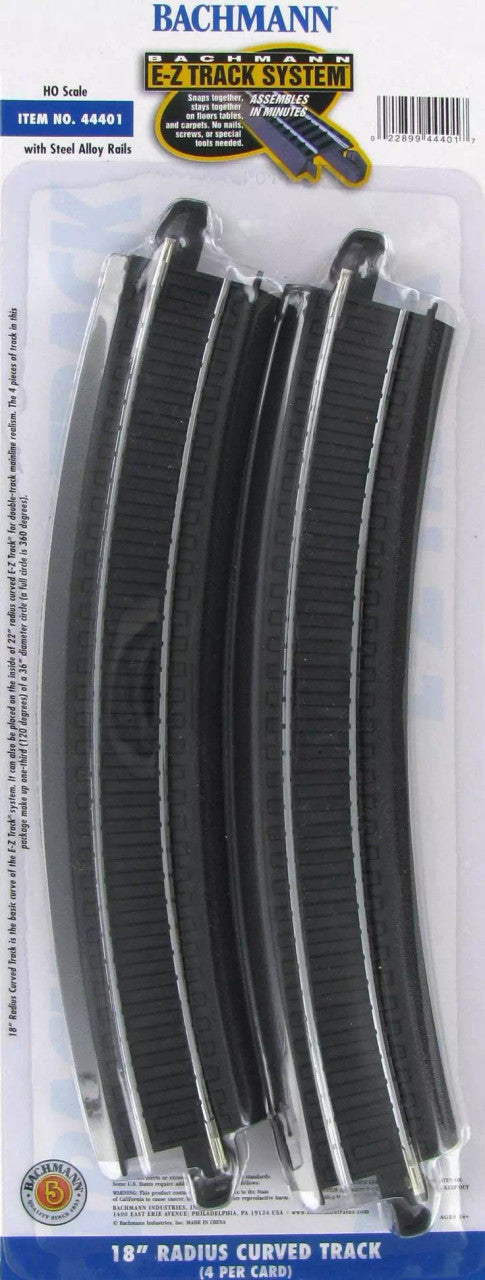HO Scale Radius Curved E-Z Track - 18"