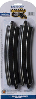Bachmann Trains - Snap-Fit E-Z TRACK 22” RADIUS CURVED TRACK (4/card) - STEEL ALLOY Rail With Black Roadbed - HO Scale