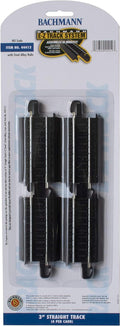 Bachmann Trains - Snap-Fit E-Z TRACK 3” STRAIGHT TRACK (4/card) - STEEL ALLOY Rail With Black Roadbed - HO Scale