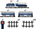 Lionel Battery-Operated Silver Bells Express Toy Train Set with Locomotive, Train Cars, Track & Remote with Authentic Train Sounds, & Lights for Kids 4+