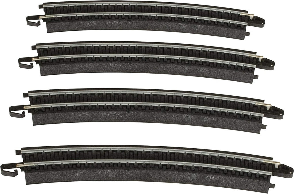Bachmann Trains - Snap-Fit E-Z TRACK 22” RADIUS CURVED TRACK (4/card) - STEEL ALLOY Rail With Black Roadbed - HO Scale