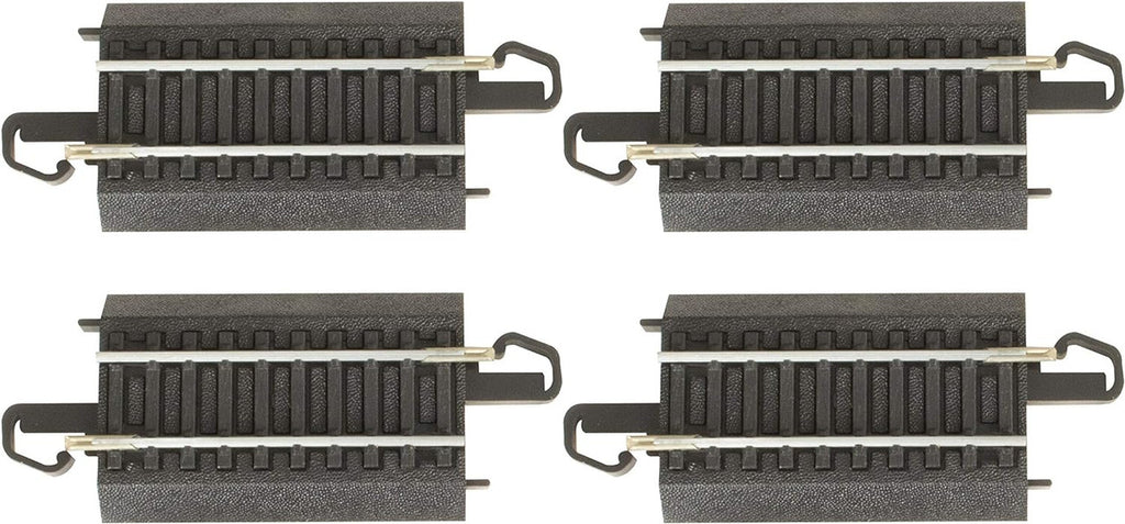 Bachmann Trains - Snap-Fit E-Z TRACK 3” STRAIGHT TRACK (4/card) - STEEL ALLOY Rail With Black Roadbed - HO Scale