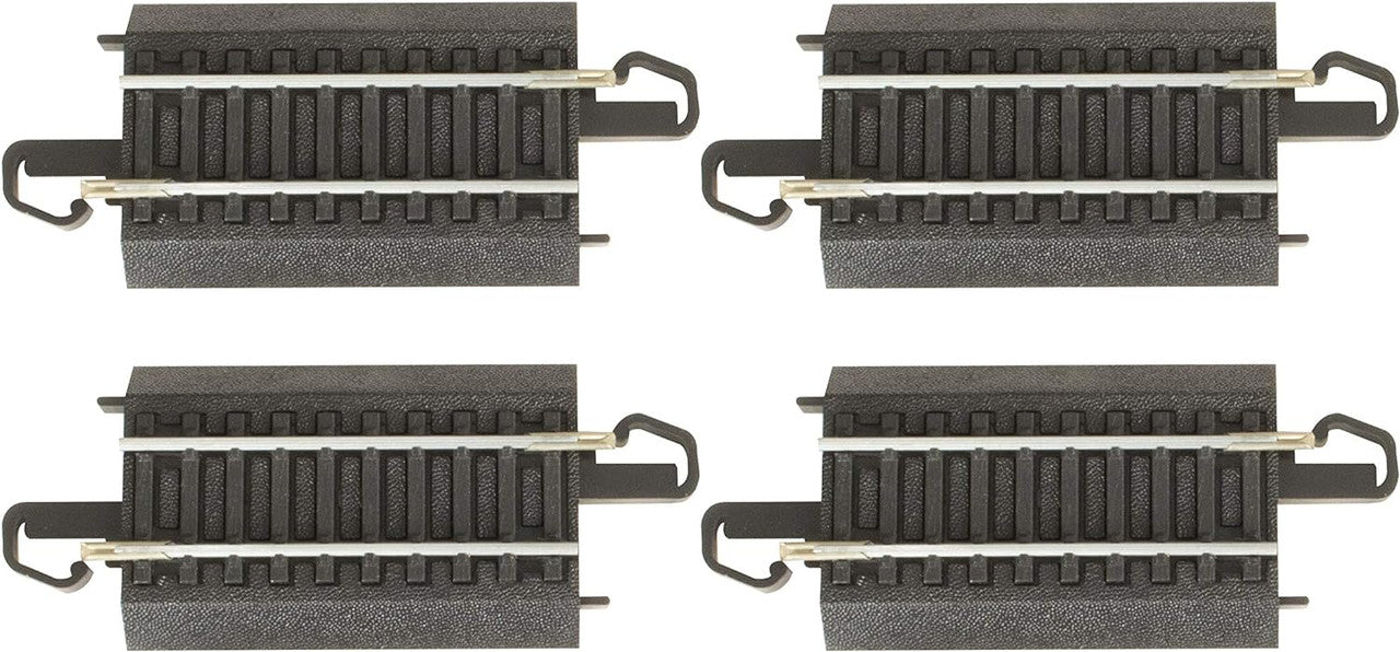 Bachmann Trains - Snap-Fit E-Z TRACK 3” STRAIGHT TRACK (4/card) - STEEL ALLOY Rail With Black Roadbed - HO Scale