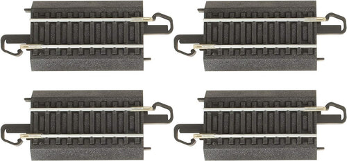 Bachmann Trains - Snap-Fit E-Z TRACK 3” STRAIGHT TRACK (4/card) - STEEL ALLOY Rail With Black Roadbed - HO Scale