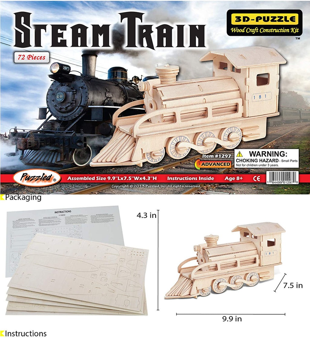 Steam Train 3D- Puzzle Wood Craft Construction Kit 72pc