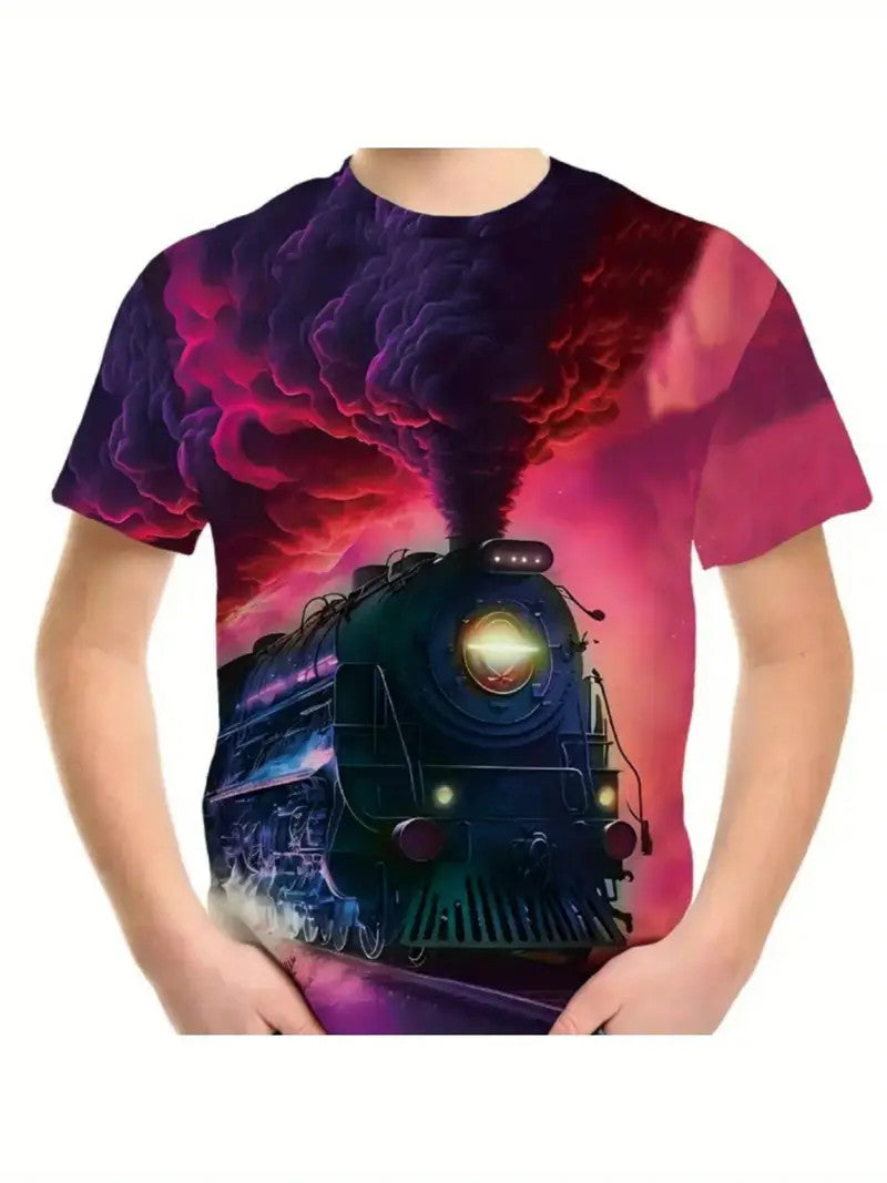 Vibrant 3D Train Shirt Size 5-6