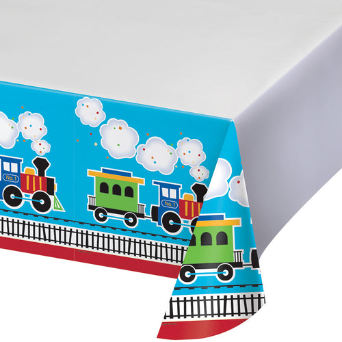 All Aboard Train Party Tablecover