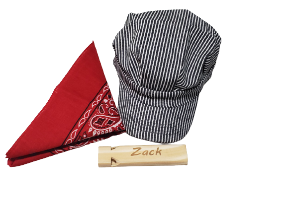 Boy's Junior Train Engineer Kit With Personalized 2 Tone Wooden Whistle