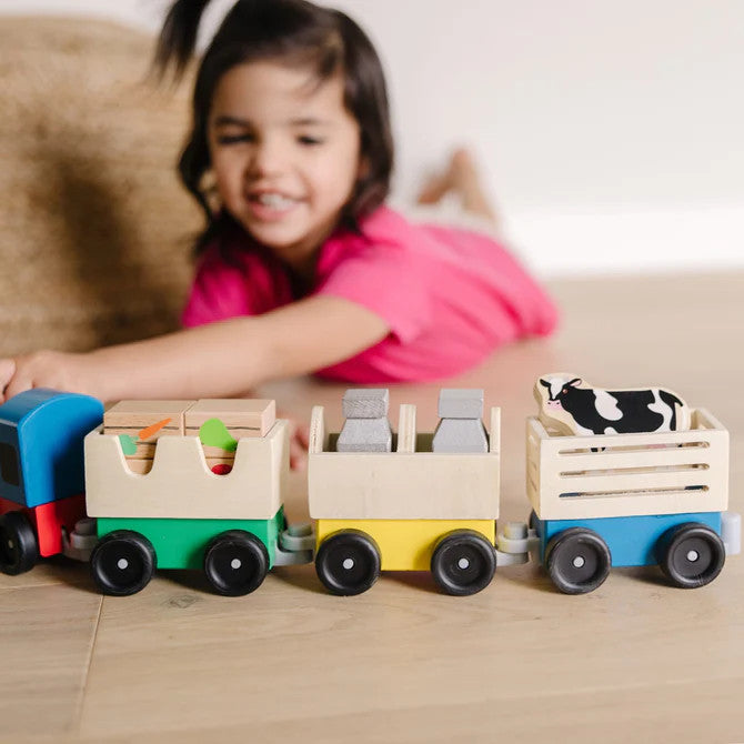 Wooden Farm Train Toy Set