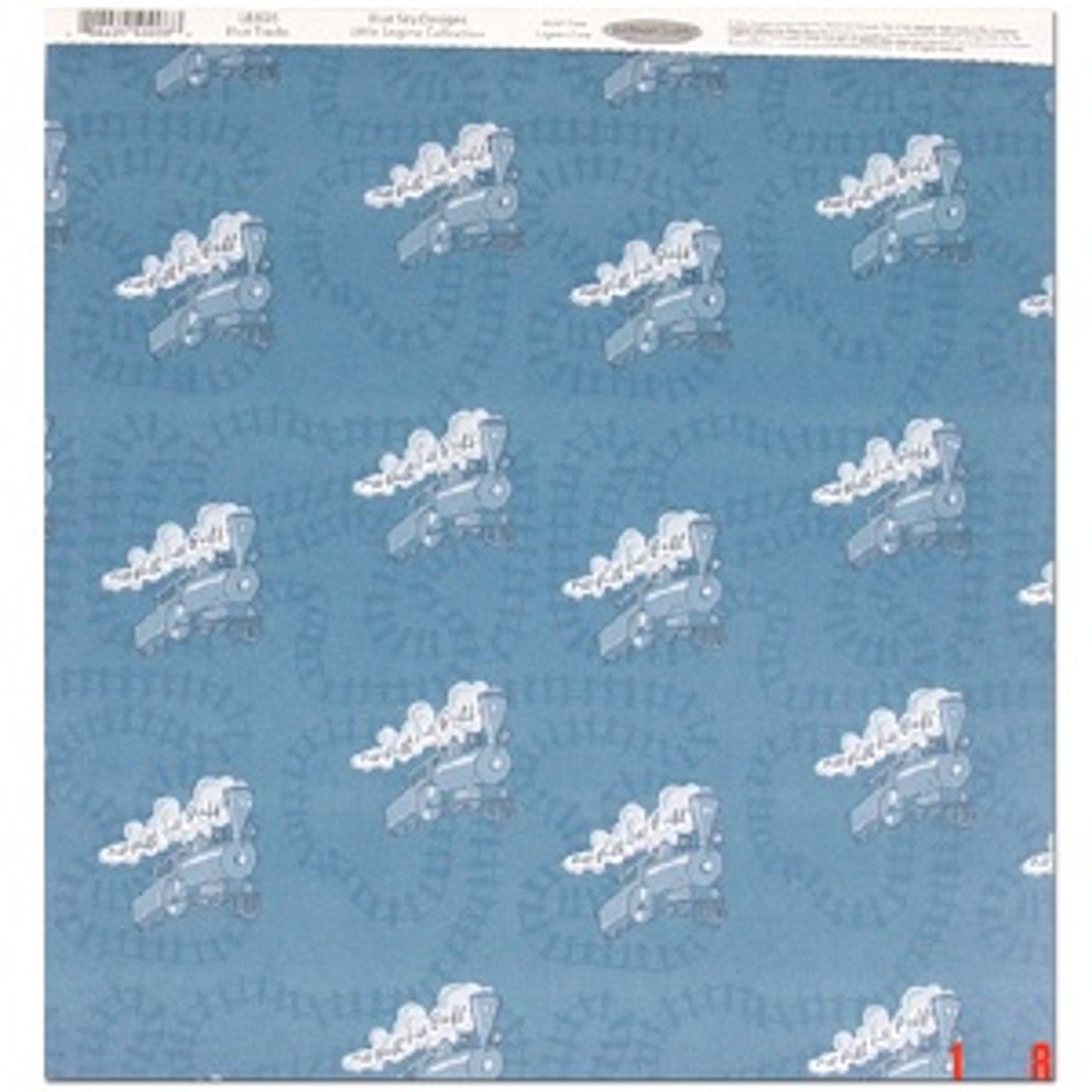 Little Engine That Could Blue Tracks Scrapbook Paper