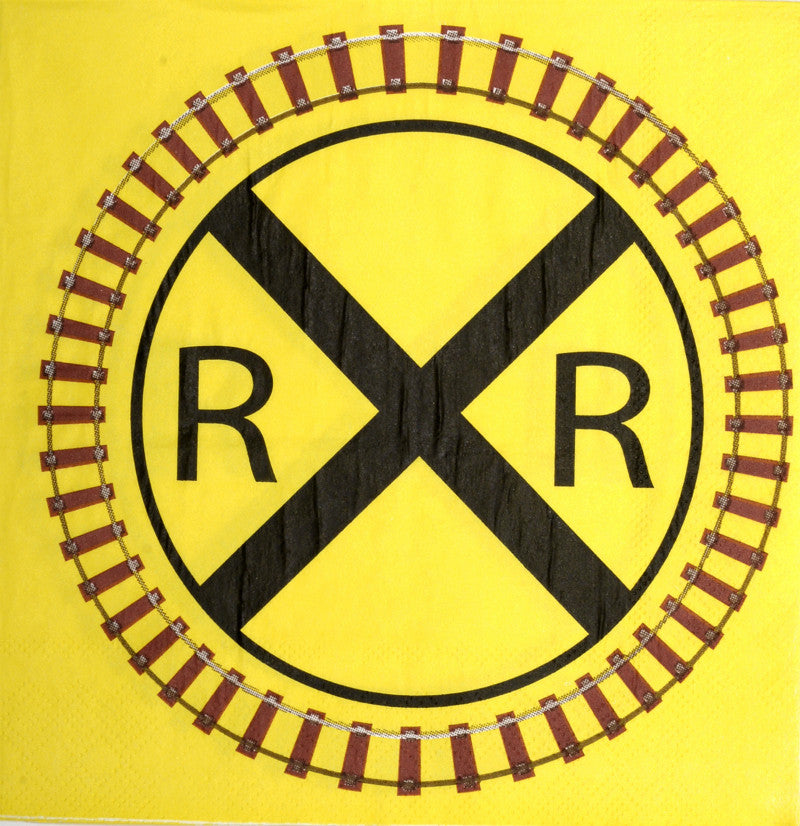 Railroad Crossing Train Party Luncheon Napkins (Folded)