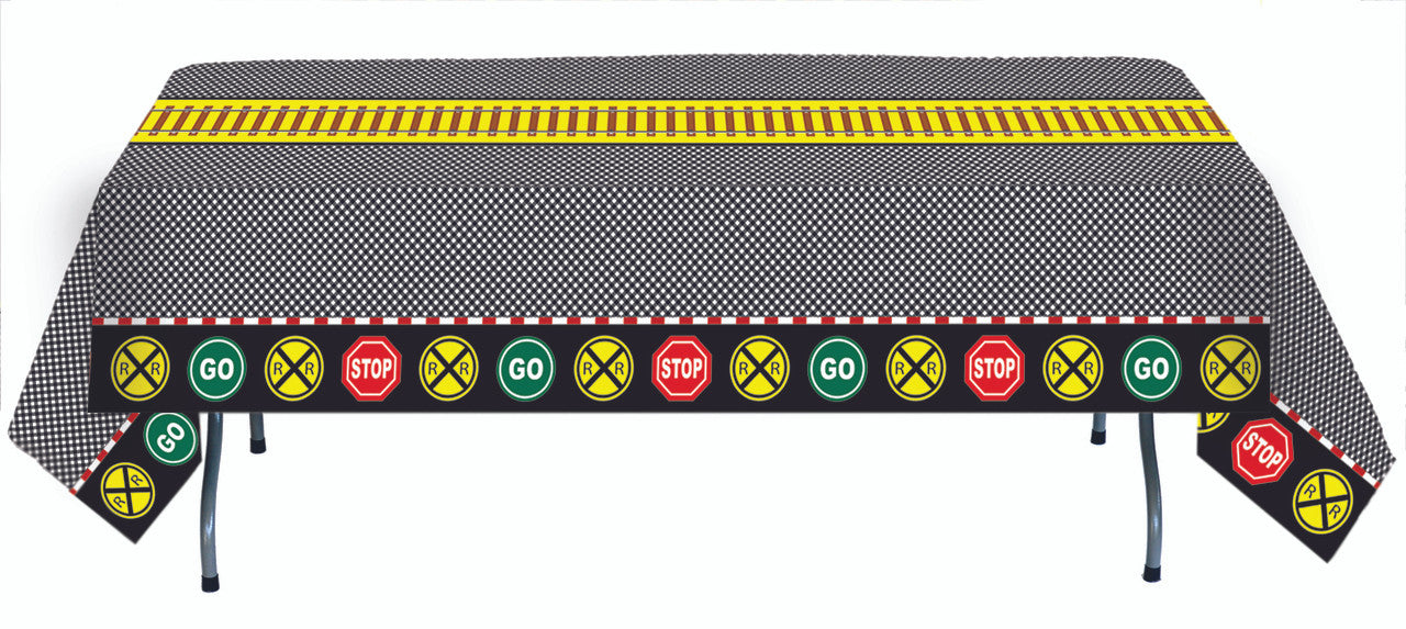 Railroad Crossing Train Party Table Cover