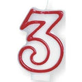 Number 3 (3rd) Birthday Candle
