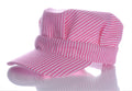 Girls Striped Engineer Hat (Pink) Front