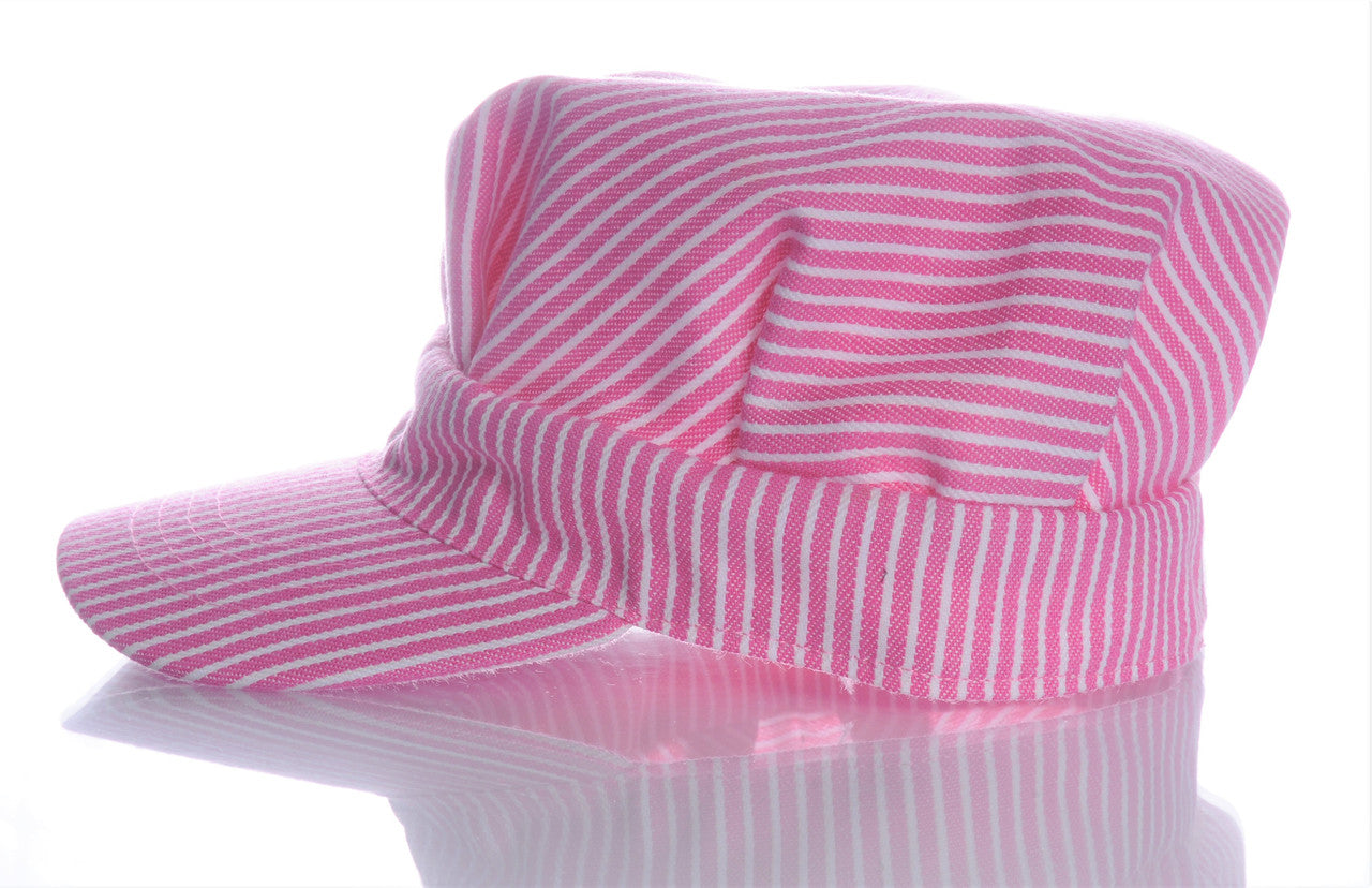 Girls Striped Engineer Hat (Pink) Side