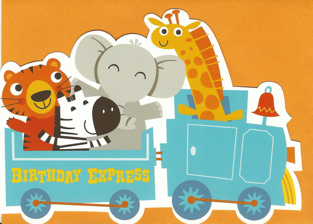 Animal Train Die-Cut Greeting Card