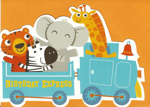 Animal Train Die-Cut Greeting Card