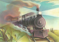Train With Headlight On Greeting Card