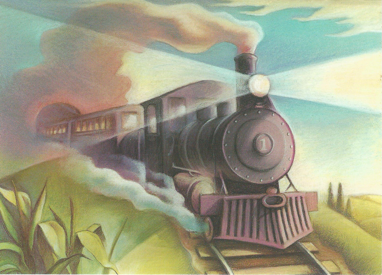 Train With Headlight On Greeting Card