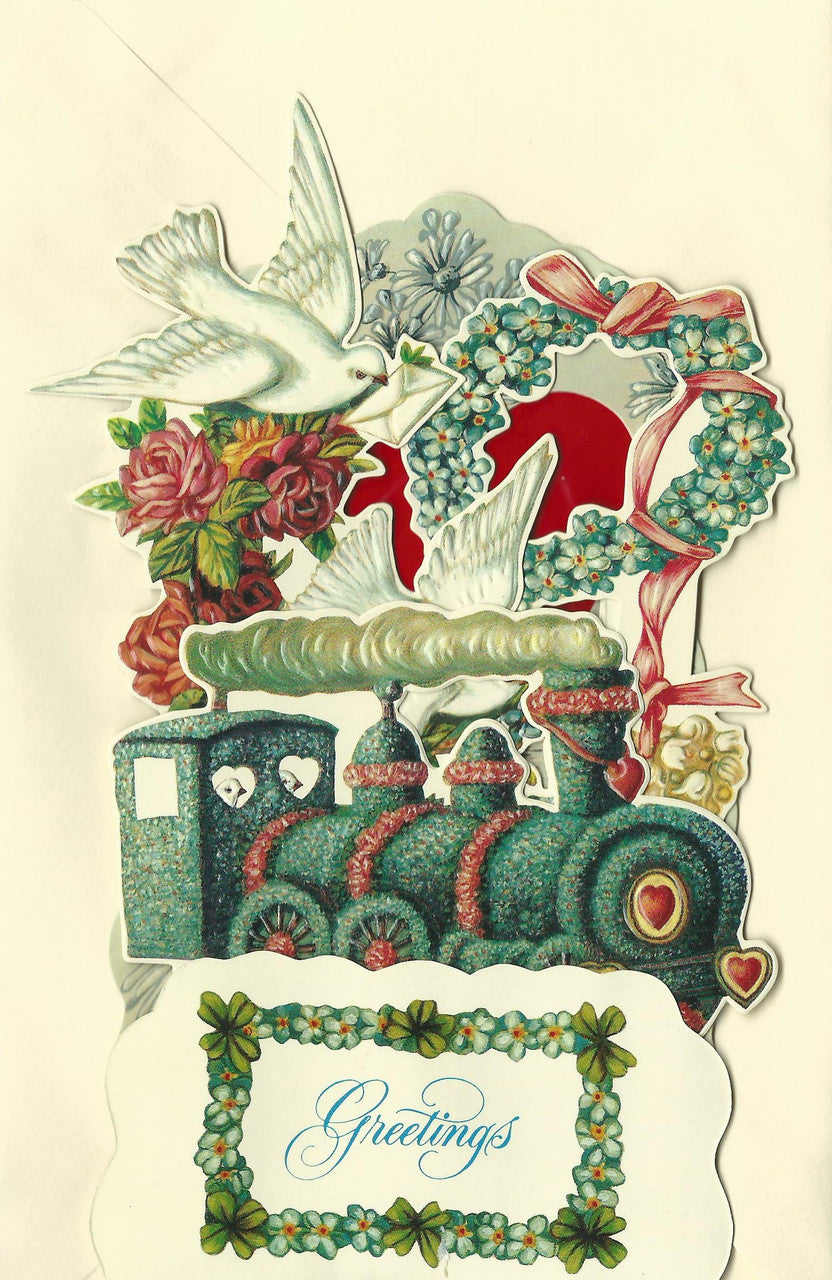 Locomotive & Dove Greeting Card