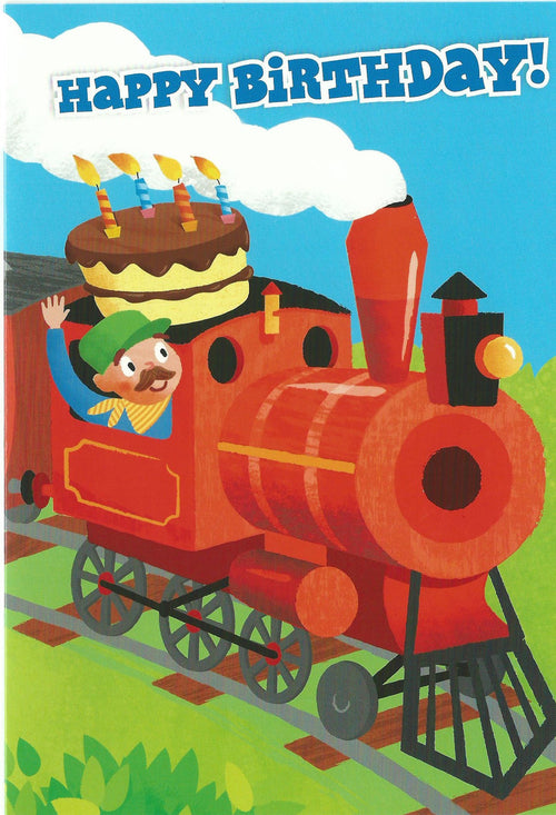 Cake on A Train Birthday Greeting Card