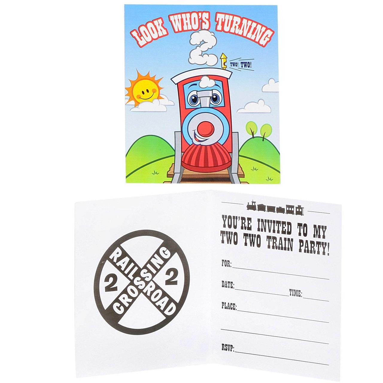 Two-Two Train 2nd Birthday Invitations