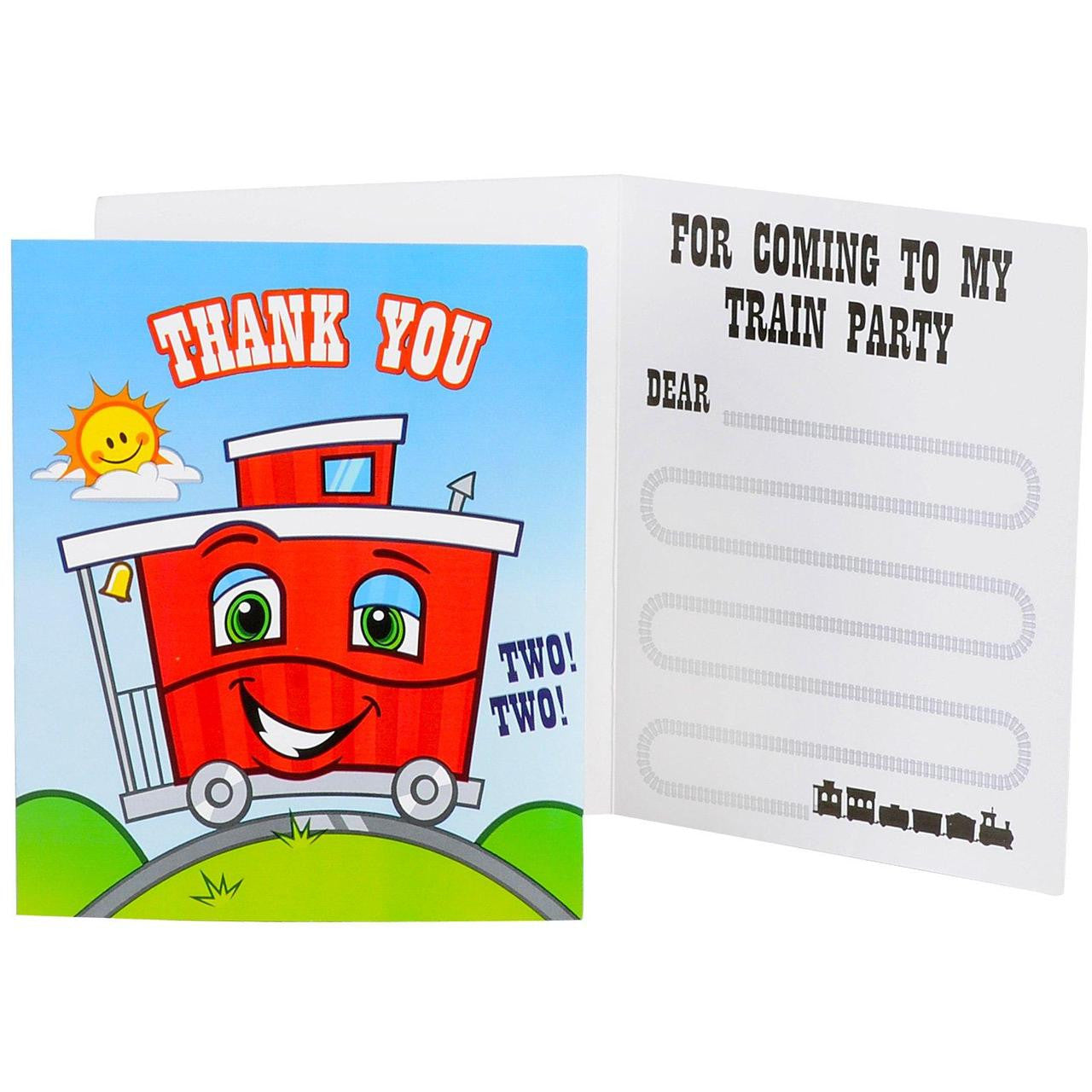Two-Two Train 2nd Birthday Thank-You Notes