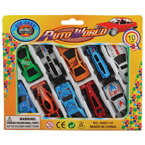 Die-Cast Metal & Plastic Race Car Set 10pc