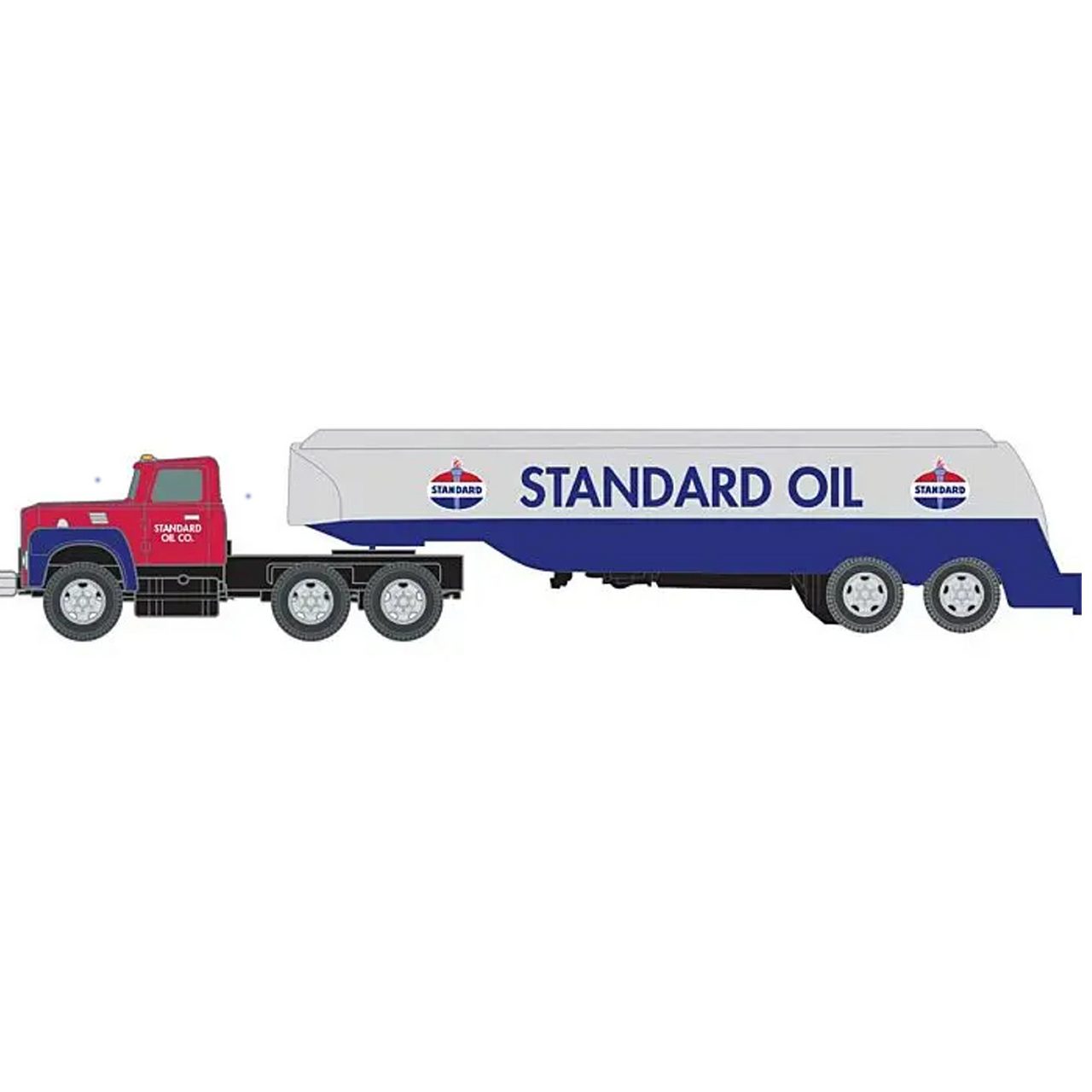 1954 IH R-190 Tractor with Tank Trailer - Assembled -- Standard Oil (red, silver, blue)