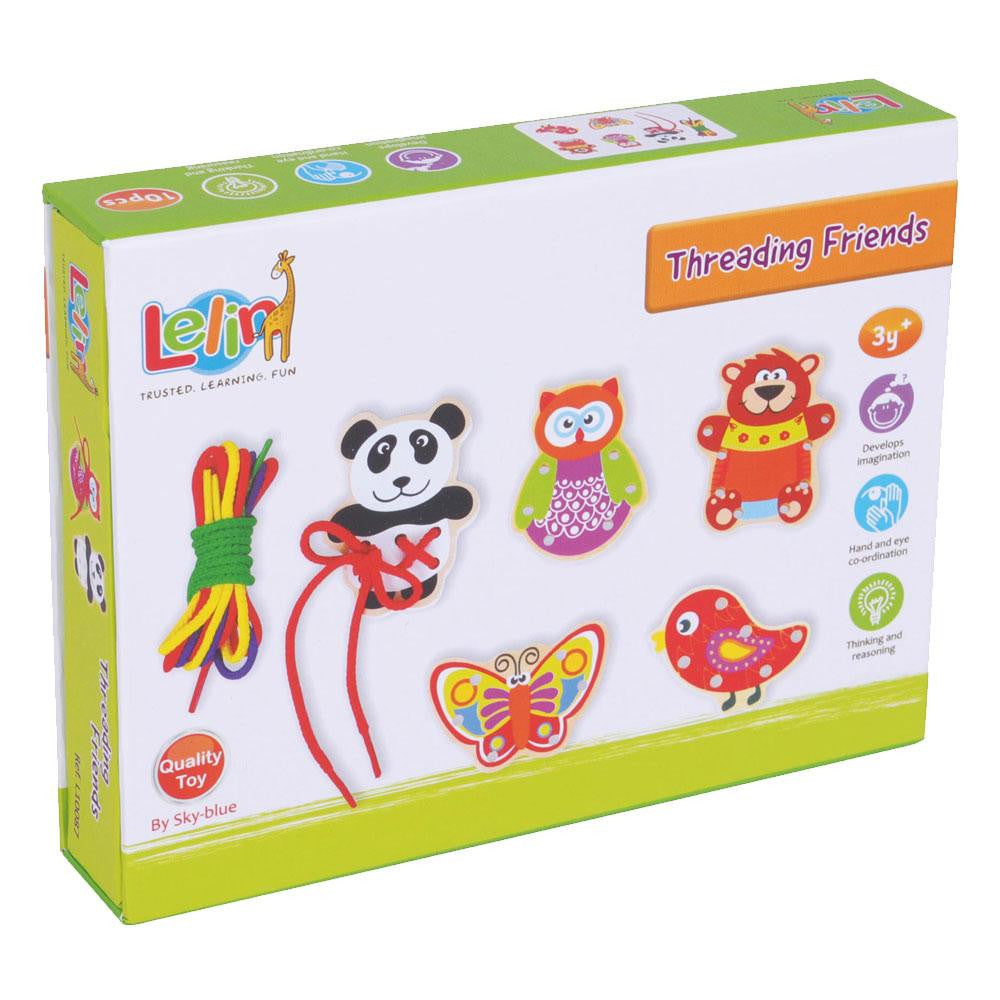 Wooden Threading Friends Playset