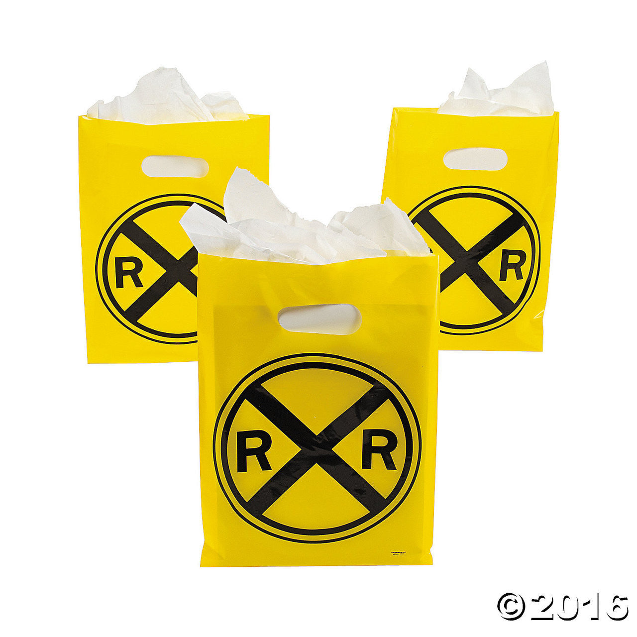 Yellow Railroad Crossing Sign Favor Bags (12 ct)