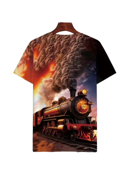 Vintage Steam Train Design Shirt Size 5-6