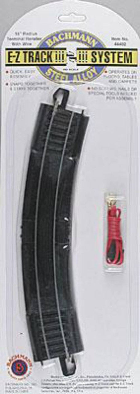 Curved Track w/Steel Rail & Black Roadbed - E-Z Track(R) -- 18" Radius Curve w/Rerailer & Terminals