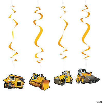 Construction Hanging Swirl Decorations 12ct