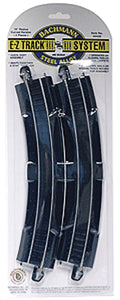 Curved Track w/Steel Rail & Black Roadbed - E-Z Track(R) -- 18" Radius Rerailer pkg(2)