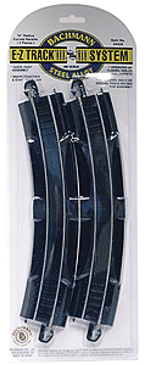 Curved Track w/Steel Rail & Black Roadbed - E-Z Track(R) -- 18" Radius Rerailer pkg(2)
