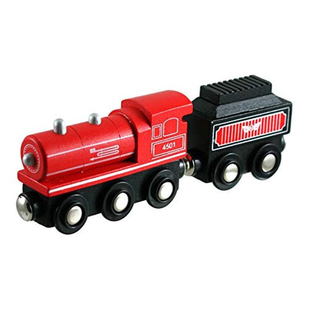  Lil Chugs Wooden Trains Steam Locomotive And Coal Tender-Red