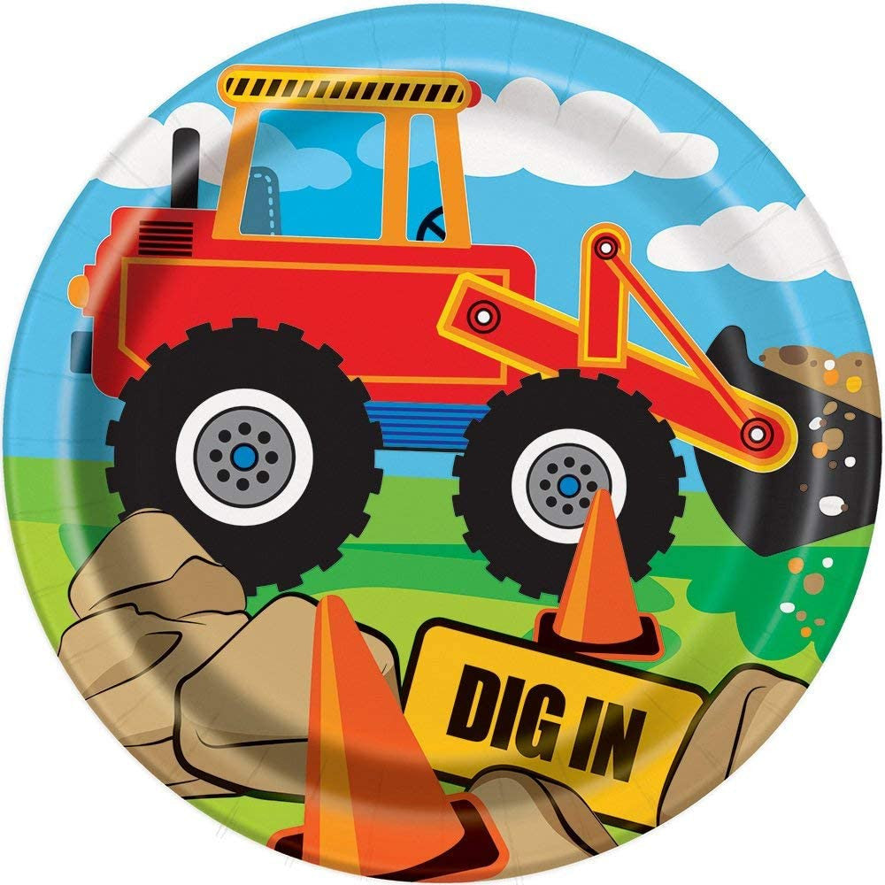 Construction Truck Birthday Party Paper Dessert Plates (8ct)