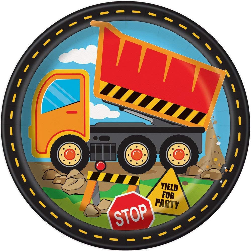 Construction Truck Dinner Party Paper Plates (8ct)