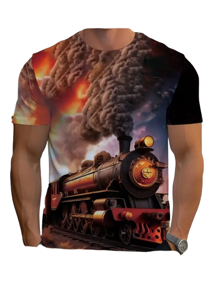 Vintage Steam Train Design Shirt Size 5-6